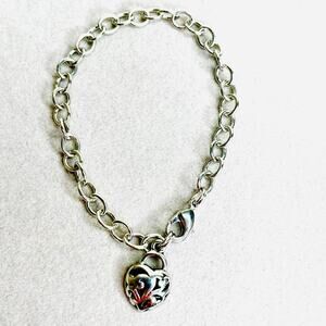 Lia Sophia Silver Tone Link Chain Heart Bracelet